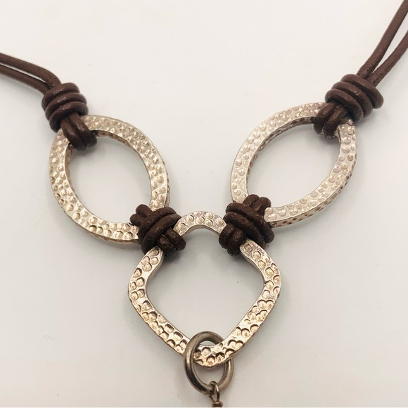 Silpada Textured Sterling Silver Coin Pearl Brown Leather Necklace N1257 - Picture 4 of 6